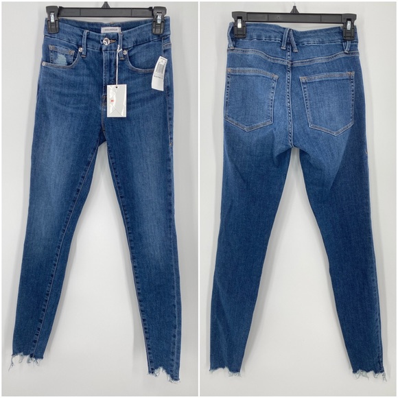 Good American NWT Good Legs Extreme Stiletto Blue Stretch Denim Jeans 0 25 New - Picture 2 of 12